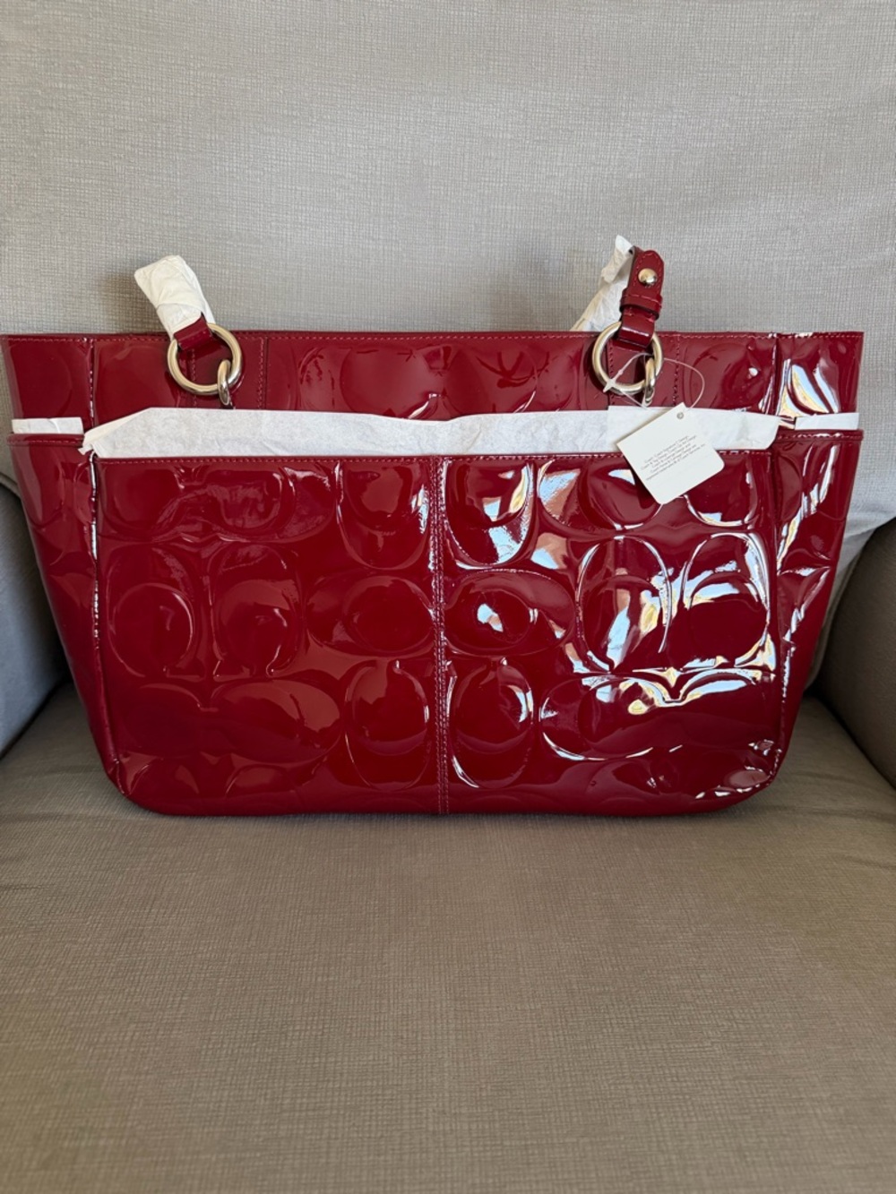 NWT Coach Patent Leather RARE Burgundy Wine Colored City Tote Bag - Picture 8 of 15